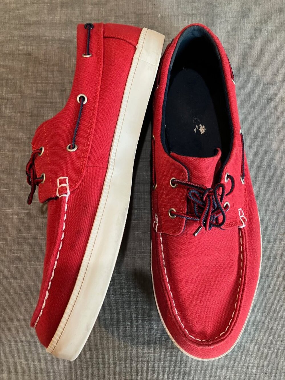 Timberland Mens 10.5 Red Canvas Boat Shoes Deck Loafers 1973 Preppy Nautical